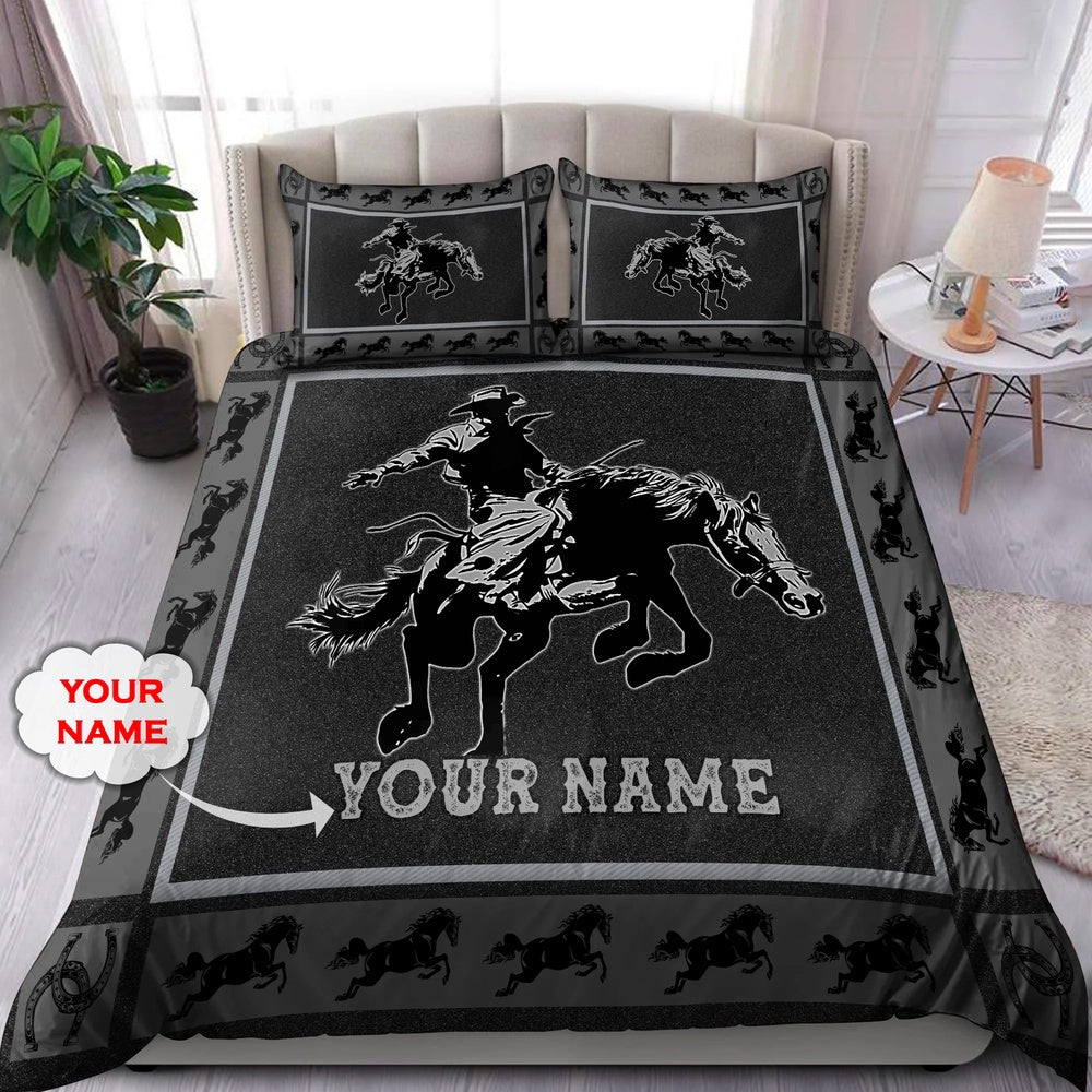 Horse Lovers Custom Name Bedding Set, Farm Bedding Set, Farmhouse Bedding Set