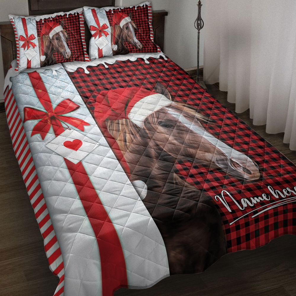 Horse Santa Hat Withmas Letter Bedding Set, Christmas Beddings, Xmas Bedding Sets