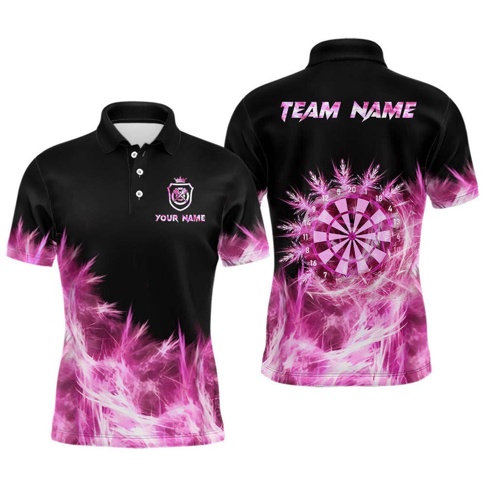 Icy Pink Light Mens Darts Polo Shirts Custom Dart Shirts For Team Darts Polo, Darts Team Polo Shirt