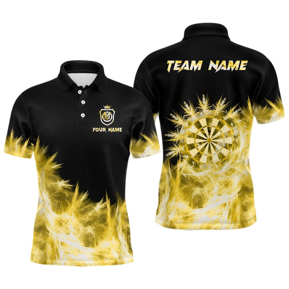 Icy Yellow Light Mens Darts Polo Shirts Custom Dart Shirts For Team Darts Polo, Darts Team Polo Shirt