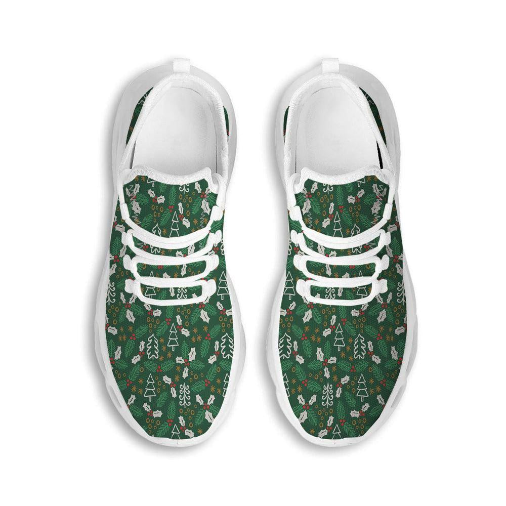 Ivy Leaf Christmas Print Pattern White Max Soul Shoes, Christmas Sneakers, Christmas Shoes, Christmas Clunky Sneaker