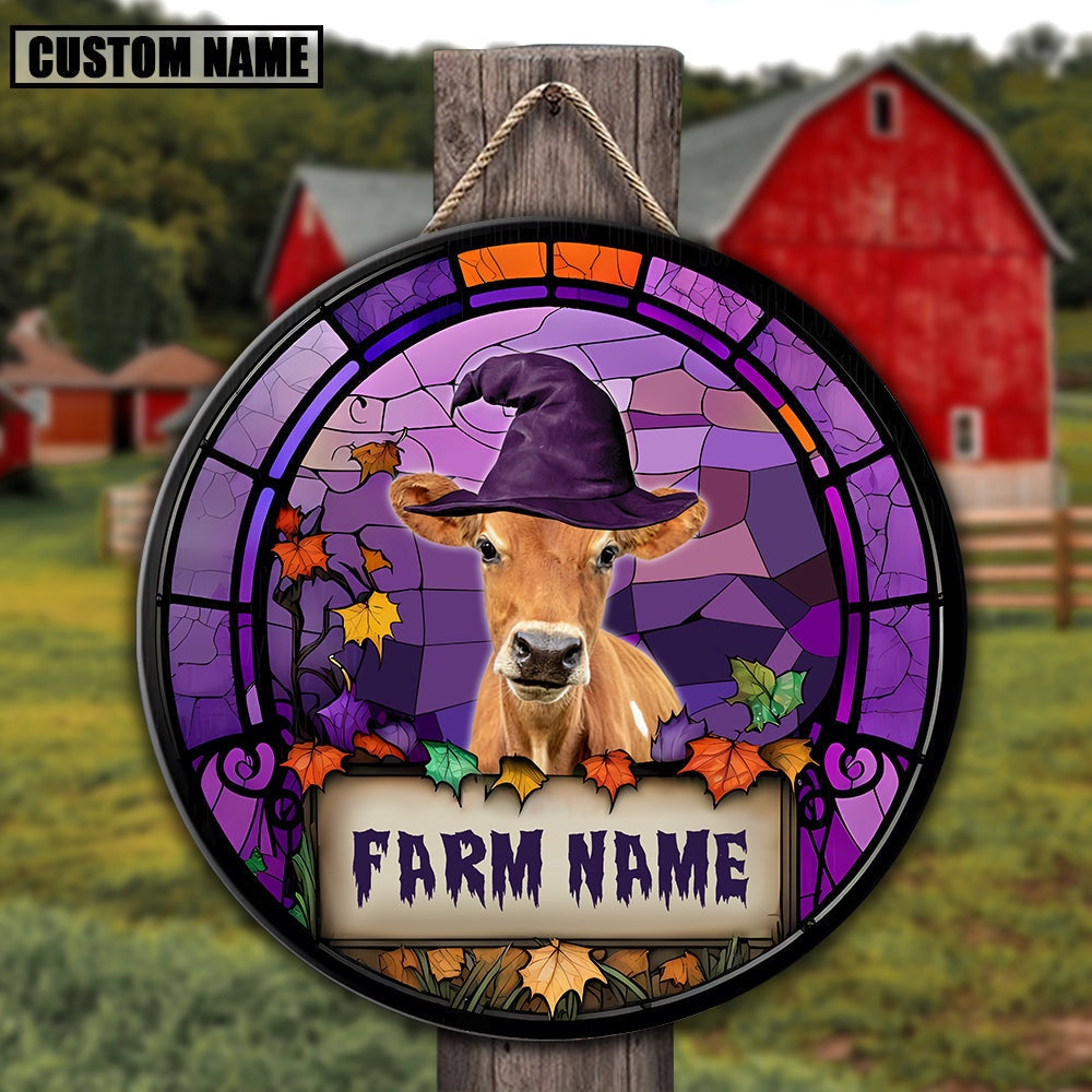 Jersey Stained Glass Effect Happy Halloween Wooden Sign, Farm Wood Sign, Farm House Wood Signs