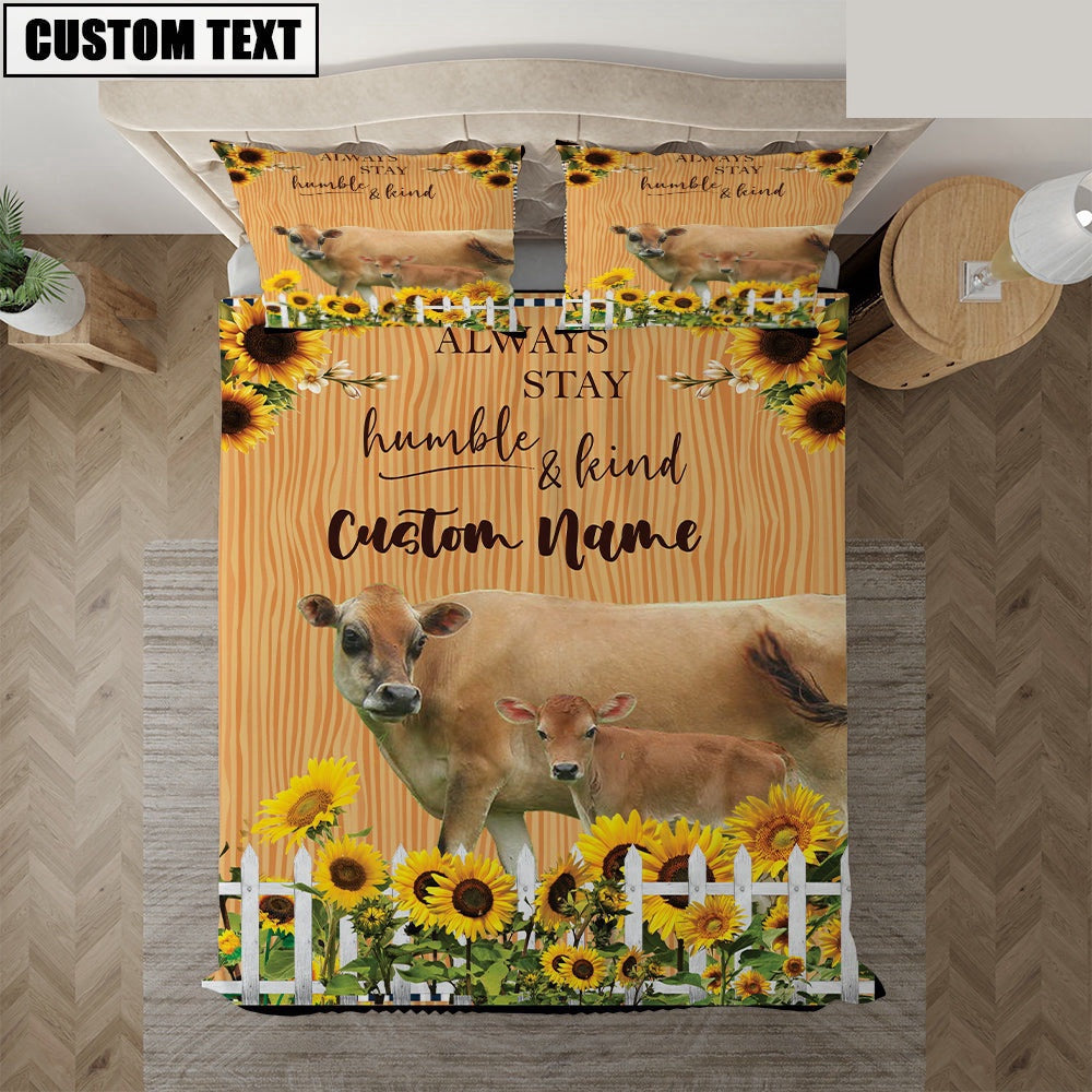 Jersey Stay Humble And Kind Custom Name Bedding Set, Farm Bedding Set, Farmhouse Bedding Set