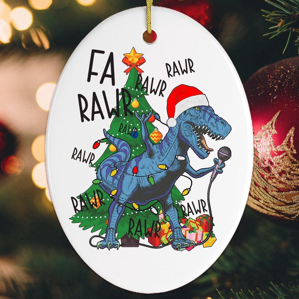 Karaoke Dinosaur T-Rex Funny Christmas Ornament, Christmas Ornament
