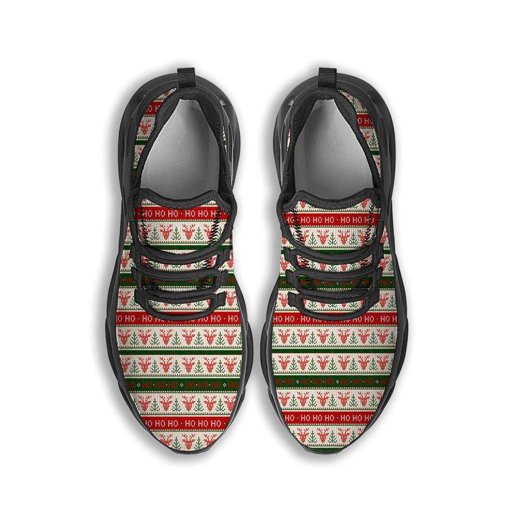 Knitted Christmas Print Pattern Black Max Soul Shoes, Christmas Sneakers, Christmas Shoes, Christmas Clunky Sneaker