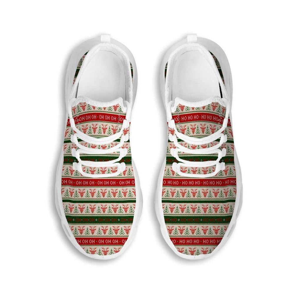 Knitted Christmas Print Pattern White Max Soul Shoes, Christmas Sneakers, Christmas Shoes, Christmas Clunky Sneaker