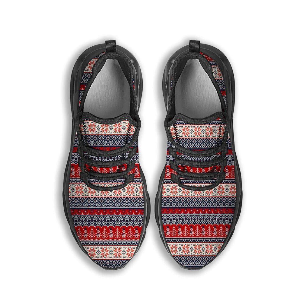 Knitted Christmas Snowman Print Pattern Black Max Soul Shoes, Christmas Sneakers, Christmas Shoes, Christmas Clunky Sneaker