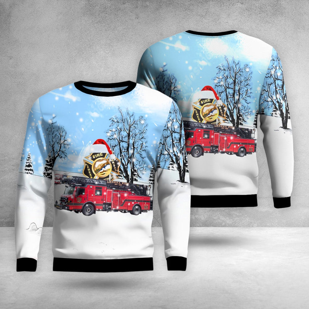 Lenexa, Kansas, Lenexa Fire Department Christmas AOP Ugly Sweater, Christmas Ugly Sweater, Sweater Xmas, Ugly Sweater