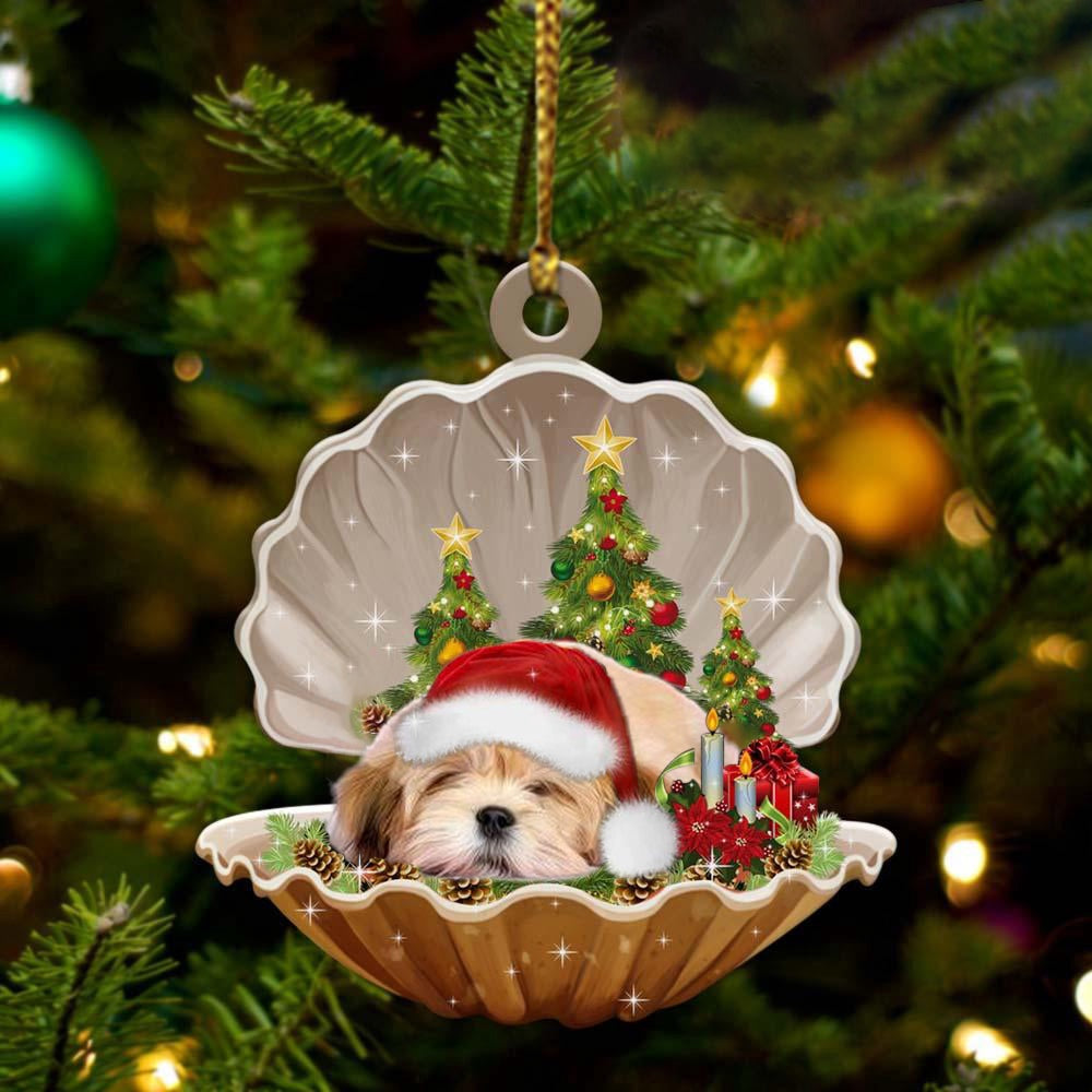 Lhasa Apso3, Sleeping Pearl in Christmas Two Sided Ornament, Ornament Gift Dog Lovers, Christmas Ornament