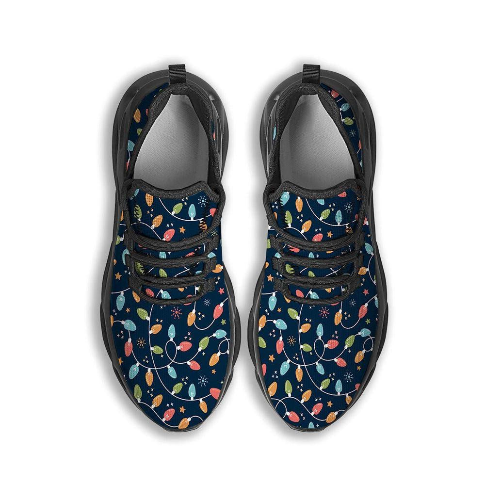 Lights Merry Christmas Print Pattern Black Max Soul Shoes, Christmas Sneakers, Christmas Shoes, Christmas Clunky Sneaker
