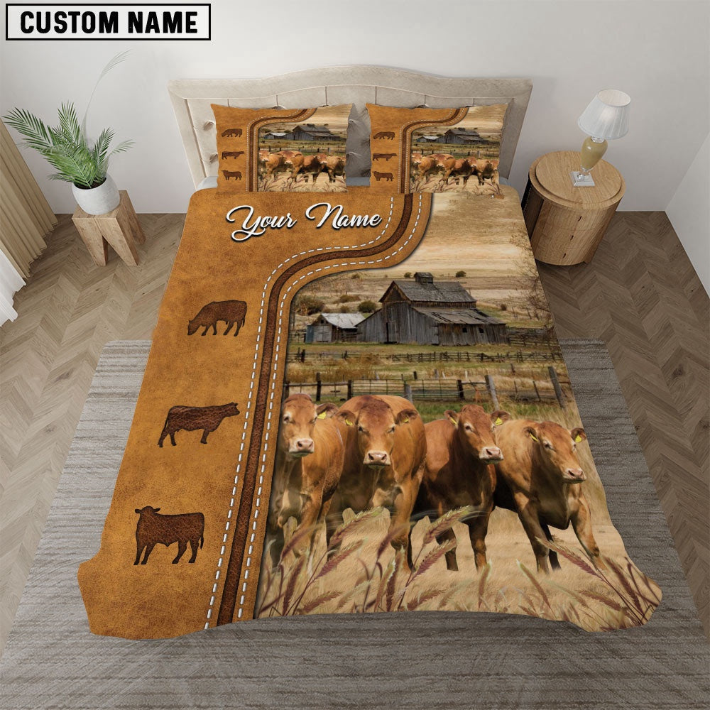 Limousin On The Farm Personalized Name Bedding Set, Farm Bedding Set, Farmhouse Bedding Set