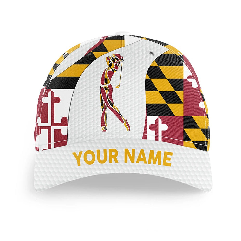 Mens Golf Hat For Men Custom Name Maryland Flag Patriot Baseball Men'S Golf Cap, Golf Baseball Cap