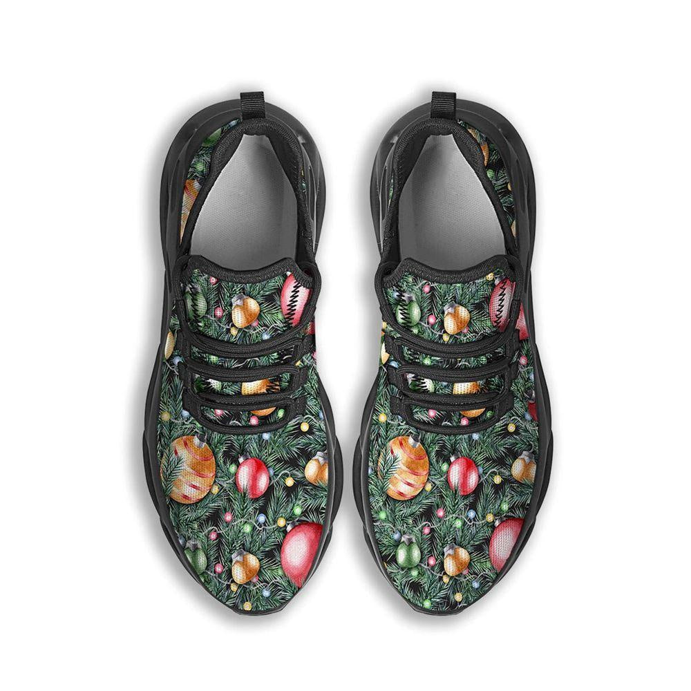Merry Christmas Watercolor Print Pattern Black Max Soul Shoes, Christmas Sneakers, Christmas Shoes, Christmas Clunky Sneaker