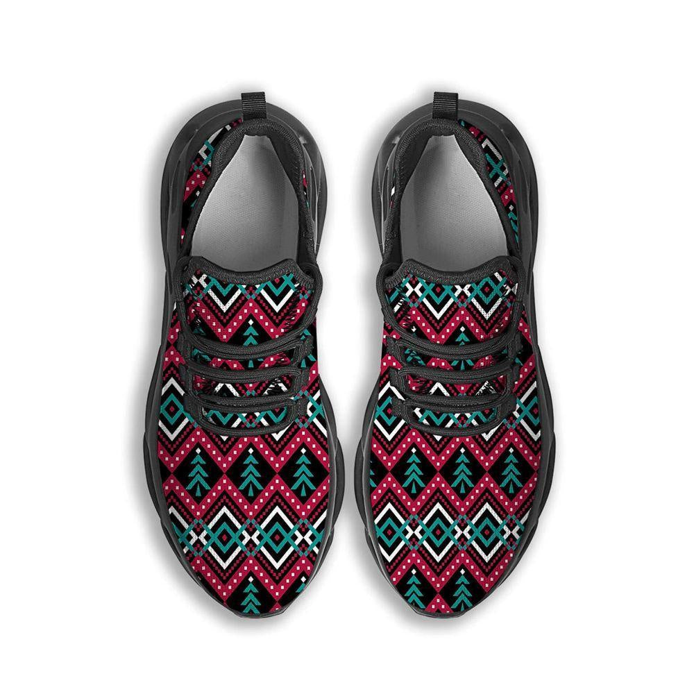 Merry Christmas Zigzag Print Pattern Black Max Soul Shoes, Christmas Sneakers, Christmas Shoes, Christmas Clunky Sneaker