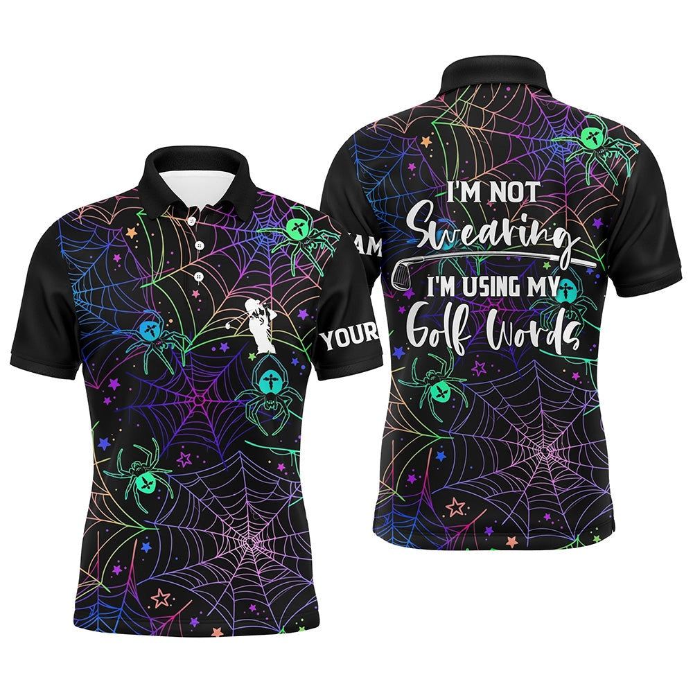 Multicolor Halloween Men Golf Polo Shirt, Custom Golf Shirts, Funny Golf Shirt With Sayings, Golf Polo Shirts