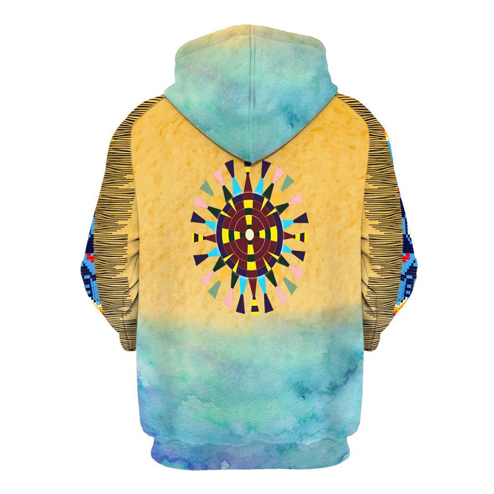 Native American Bright Connecting Pattern All Over Print Hoodie, Native American Hoodie, 3D Native American Hoodie