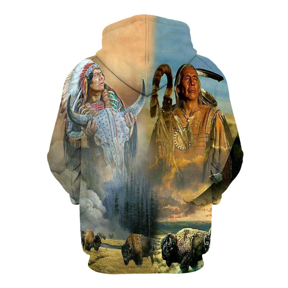 Native American Indian Chief Ideal All Over Print Hoodie, Native American Hoodie, 3D Native American Hoodie