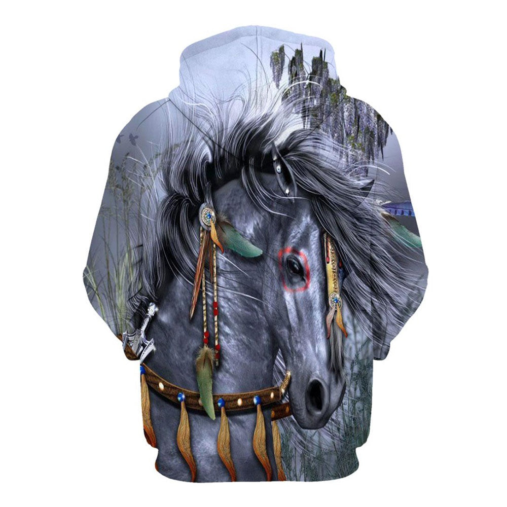 Native American Sadness Of Horse All Over Print Hoodie, Native American Hoodie, 3D Native American Hoodie