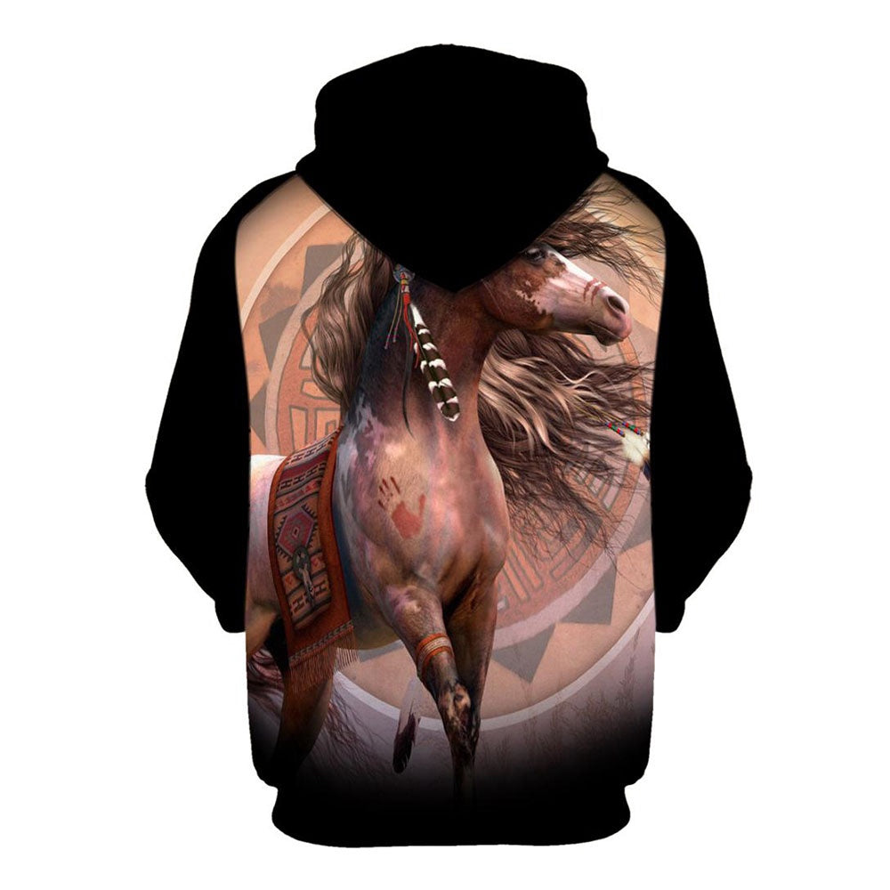 Native American The Adventure Of Horse All Over Print Hoodie, Native American Hoodie, 3D Native American Hoodie