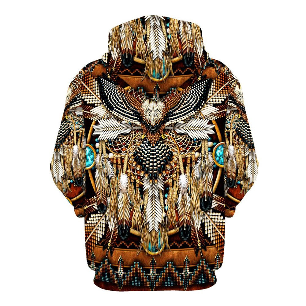 Native American Wingspan Eagle All Over Print Hoodie, Native American Hoodie, 3D Native American Hoodie