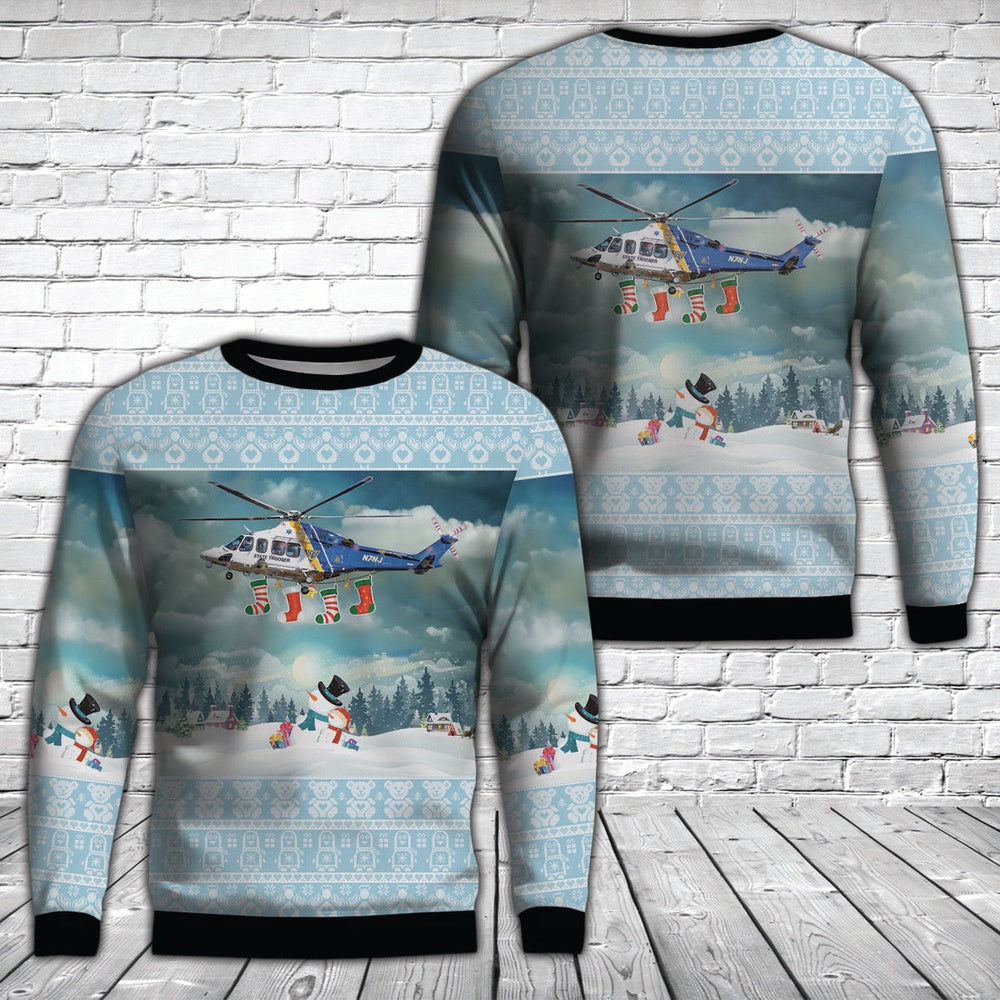 New Jersey State Police Bell 206L-4 LongRanger Christmas AOP Ugly Sweater, Christmas Ugly Sweater, Sweater Xmas, Ugly Sweater