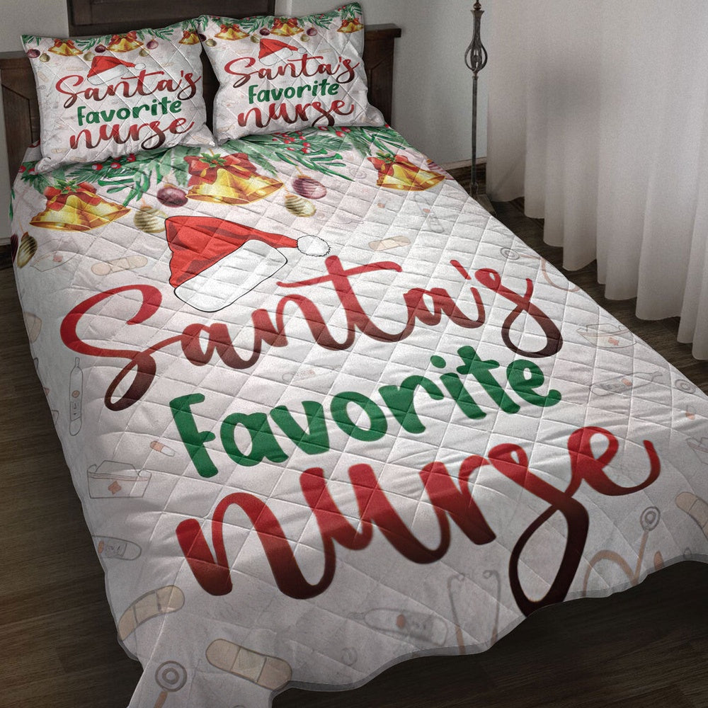 Nursemas Santa Favorite Nurse Holly Berry Bell Bedding Set, Christmas Beddings, Xmas Bedding Sets