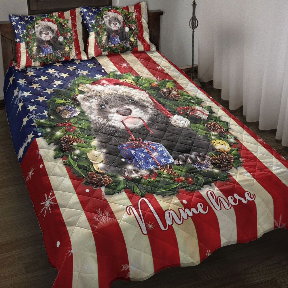 Otter Wearingmas Hat Wreaths Bedding Set, Christmas Beddings, Xmas Bedding Sets