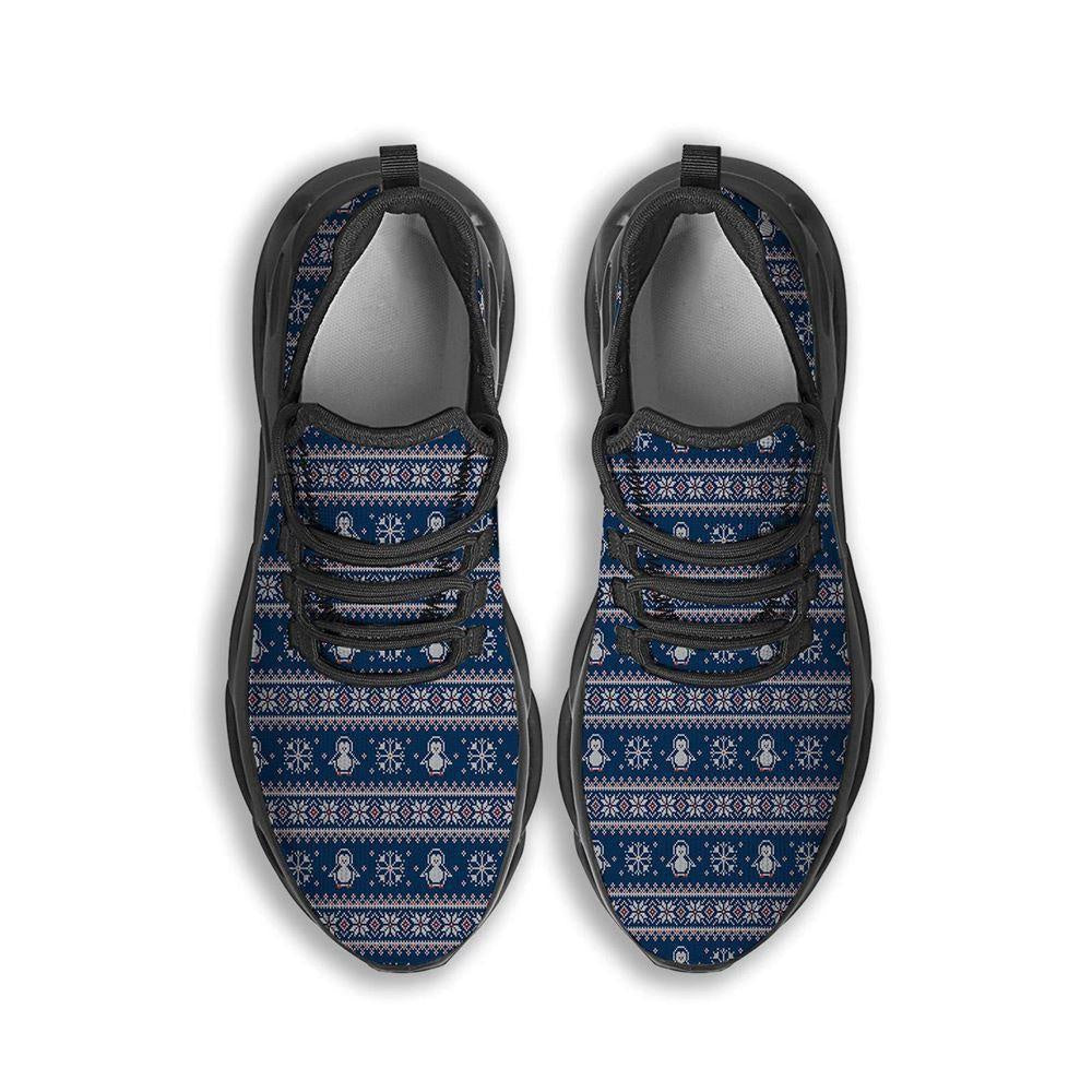 Penguin Knitted Christmas Print Black Max Soul Shoes, Christmas Sneakers, Christmas Shoes, Christmas Clunky Sneaker