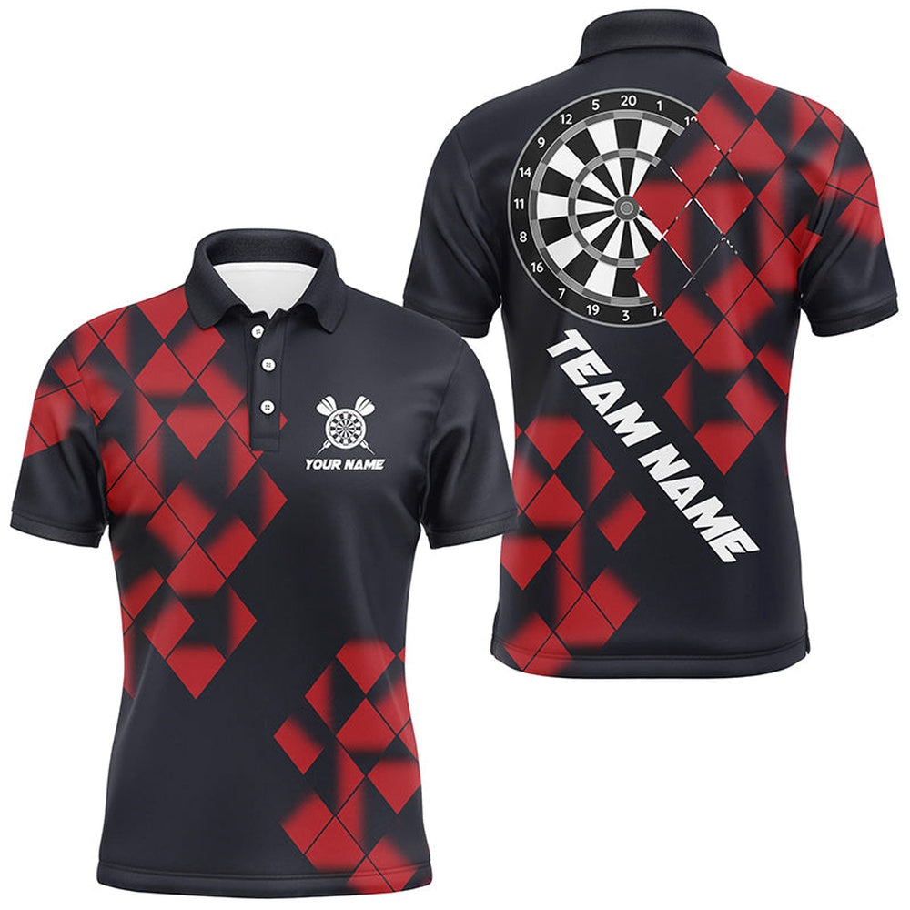 Personalized Black and Red Darts Board 3D Printed Men Dart Shirts Custom Cool Dart Polo For Team, Darts Team Polo Shirt