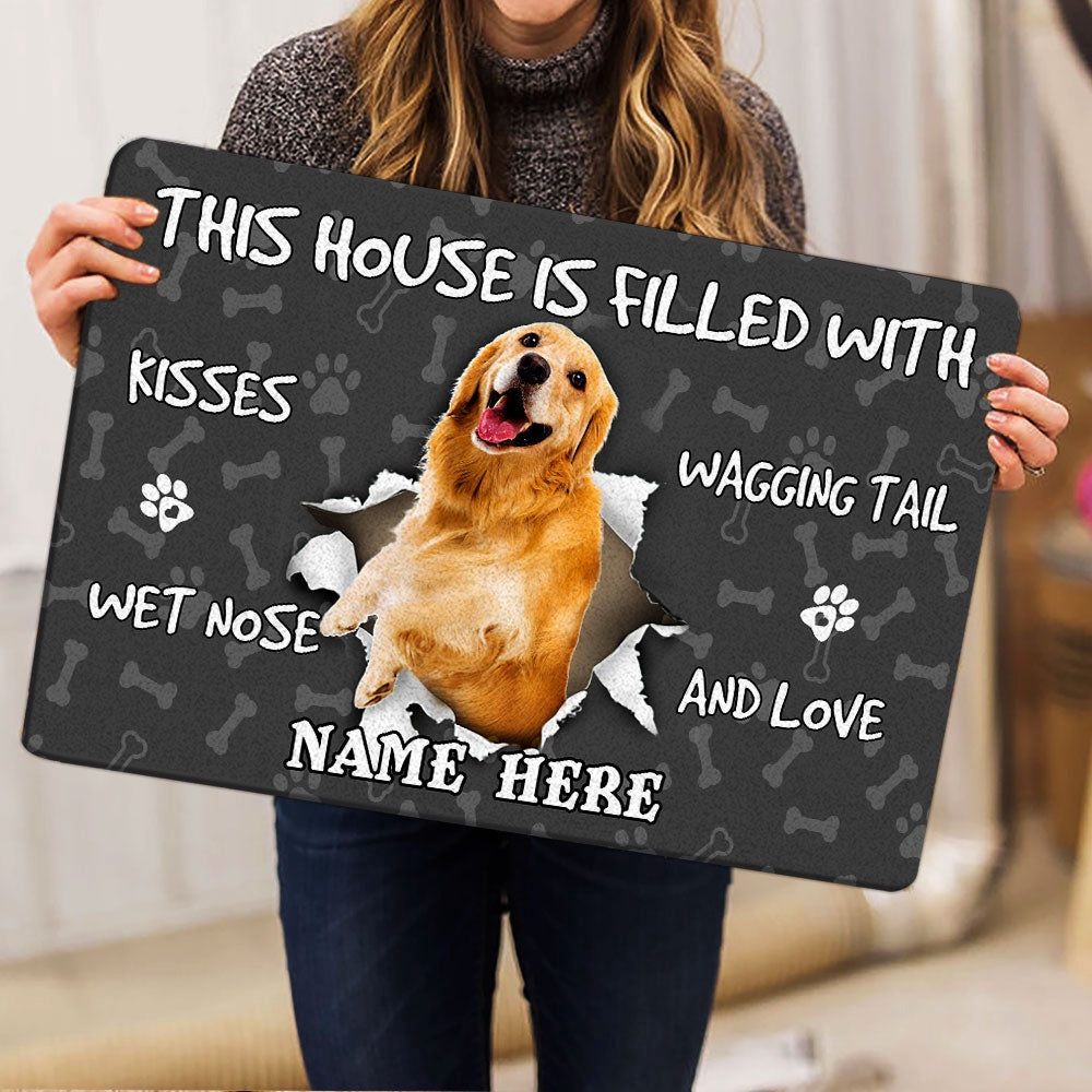Personalized Golden Retriever Welcome Doormat, Golden Retriever dog pet lover pawprint Welcome Doormat, Custom Name Pets Home Decor Door Mat