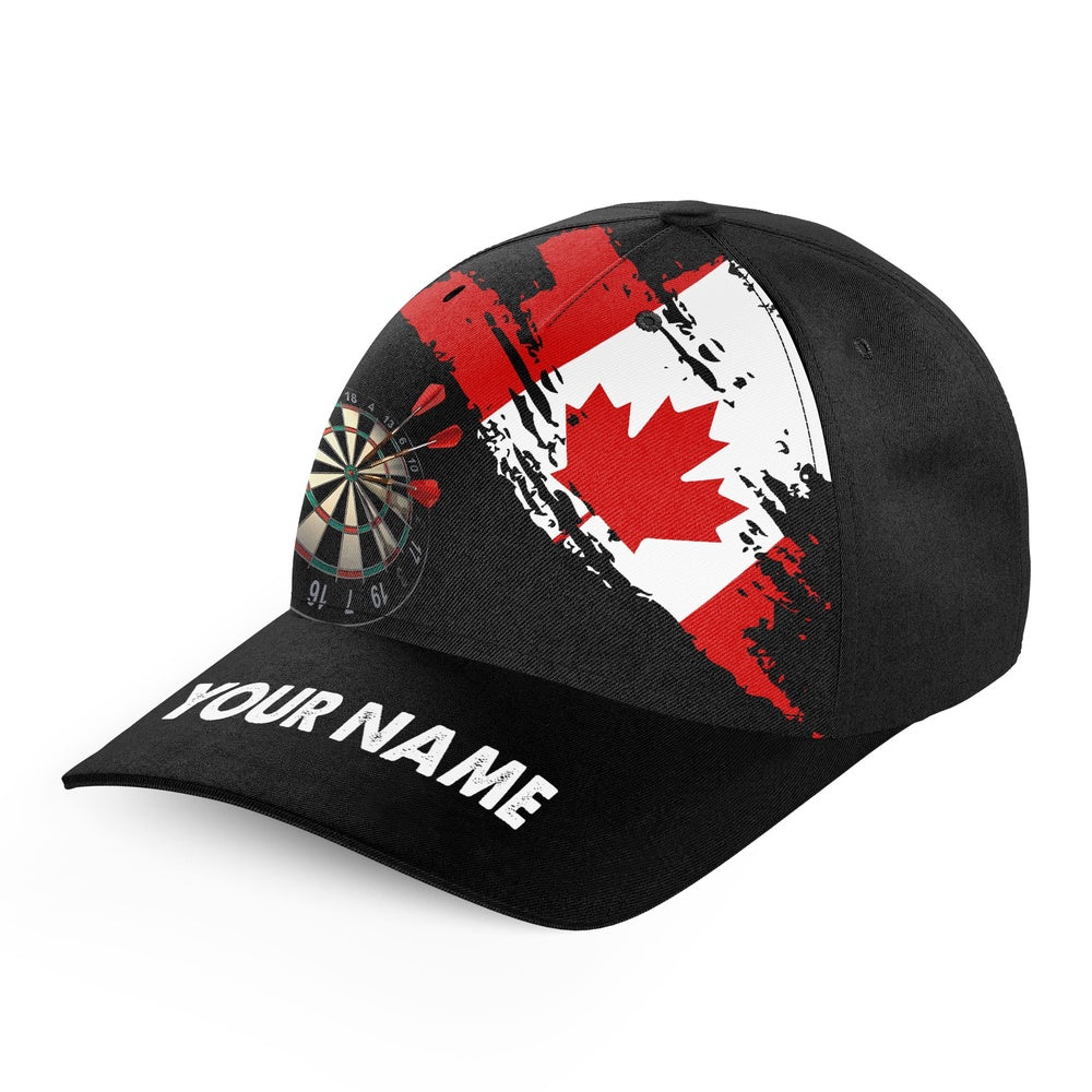 Personalized Grunge Canada Flag Dart Hats Custom Name Patriotic Canadian Darts Baseball Caps, Darts Team Cap Hats