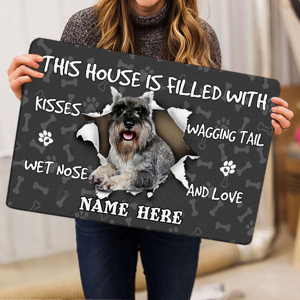 Personalized Miniature Schnauzer Welcome Doormat, Miniature Schnauzer dog lover pawprint Welcome, Pets Home Decor Door Mat