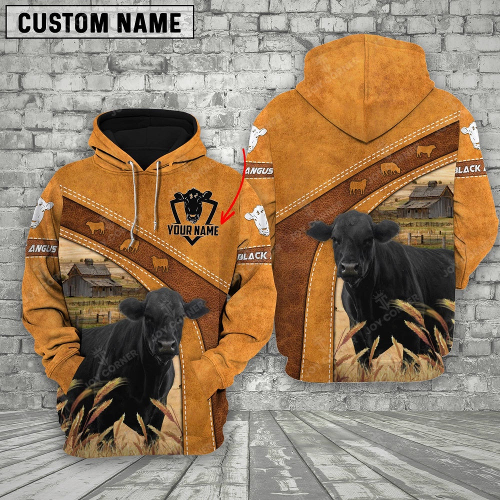 Personalized Name Farm Black Angus Cattle Hoodie TT2, Farmer Hoodie, Custom Farm Shirts, Farmer T Shirt