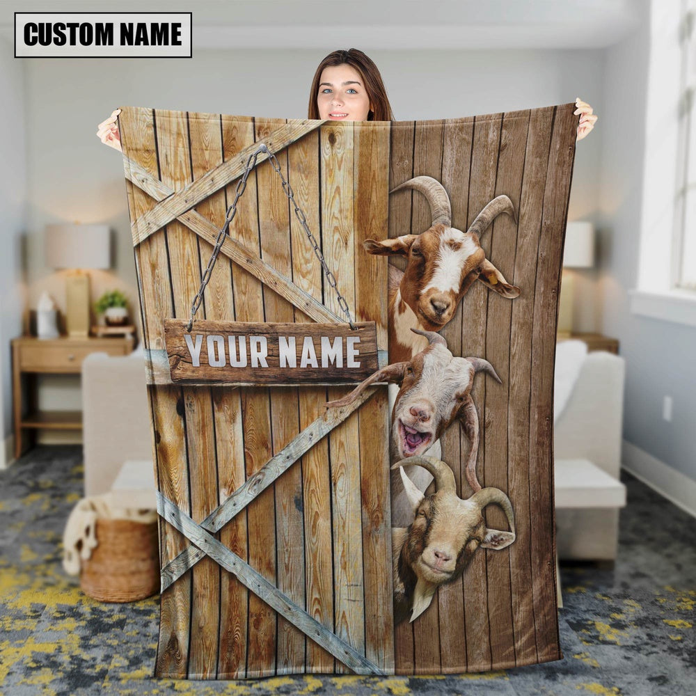 Personalized Name Goat Barn Blanket, Farm Blanket, Farm Animal Blanket