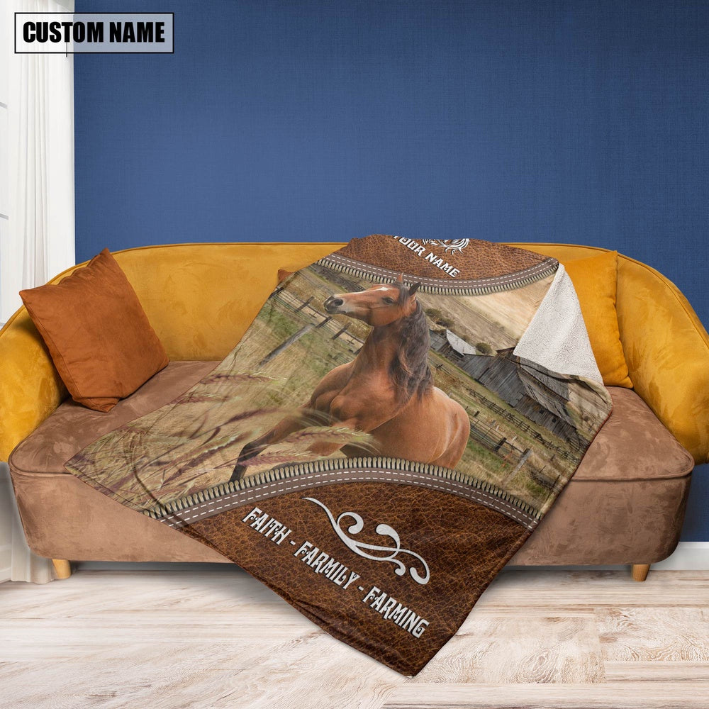 Personalized Name Horse Faith Family Farming Blanket, Farm Blanket, Farm Animal Blanket