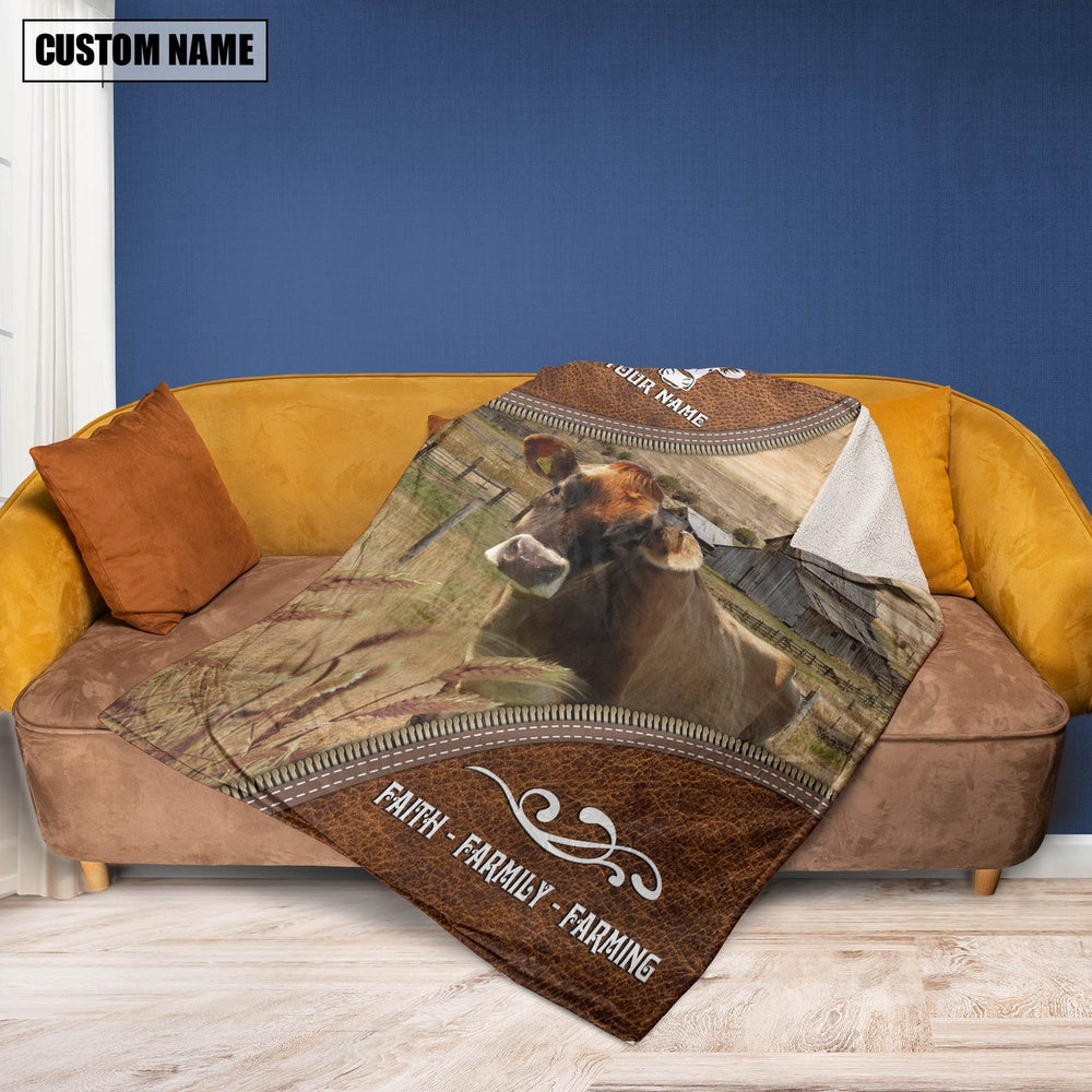 Personalized Name Jersey Faith Family Farming Blanket, Farm Blanket, Farm Animal Blanket