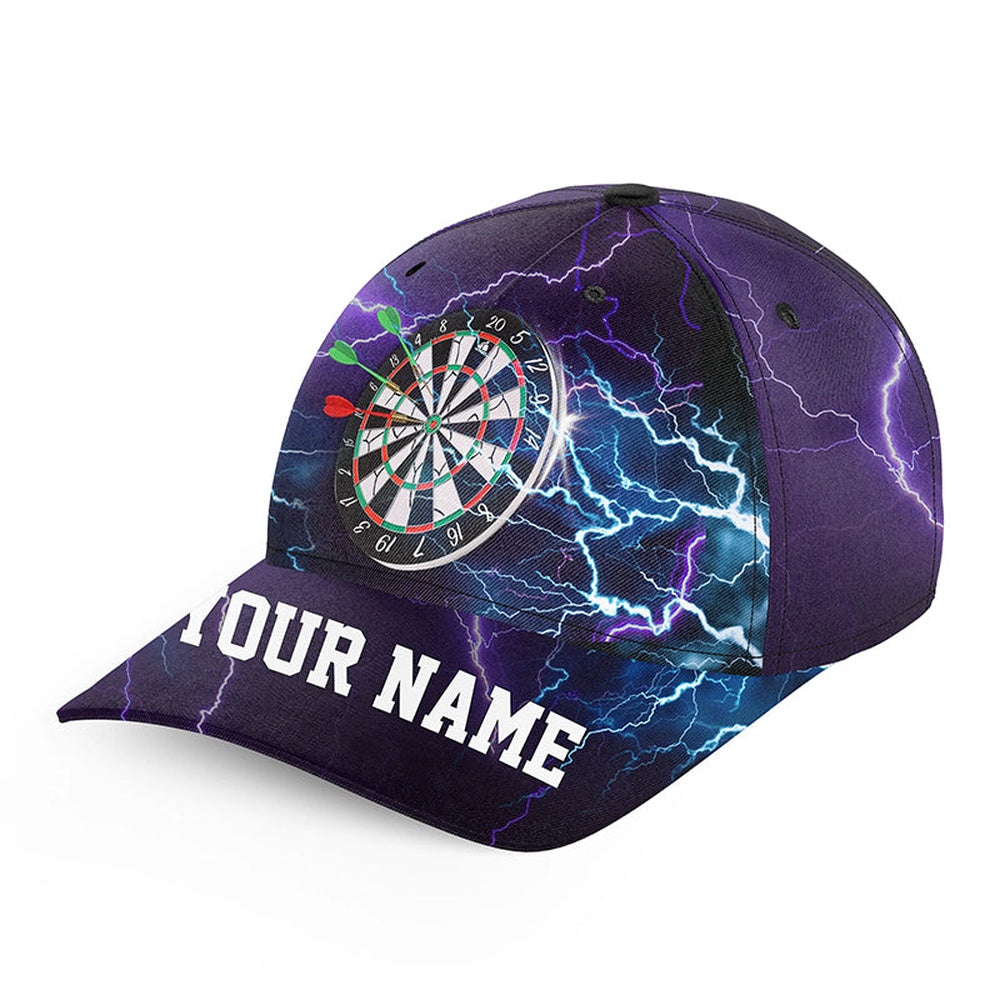Personalized Thunder Lightning Purple Baseball Darts Cap Custom Darts Hat For Team Players, Darts Team Cap Hats