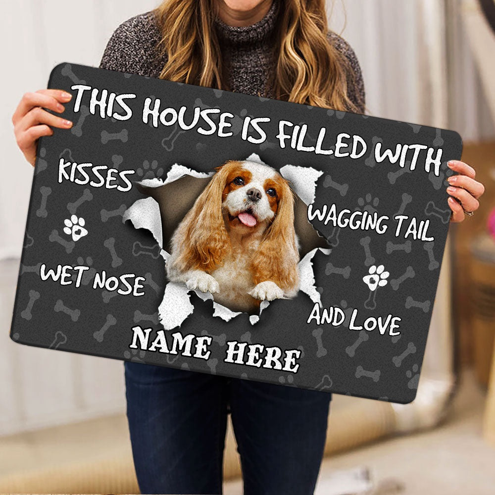 Personalized Welcome Doormat, Cavalier King Charles Spaniel dog Welcome Doormat, Custom Name Pets Home Decor Door Mat