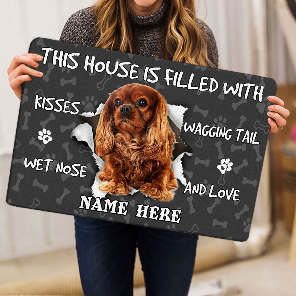 Personalized Welcome Doormat, Cavalier King Charles Spaniel dog lover Welcome Doormat, Custom Name Pets Home Decor Door Mat