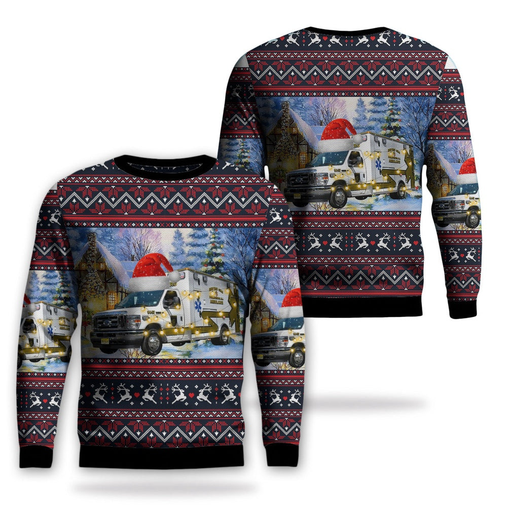 Phillipsburg, New Jersey, Phillipsburg Emergency Squad New Ambulance Christmas AOP Ugly Sweater, Christmas Ugly Sweater, Sweater Xmas, Ugly Sweater