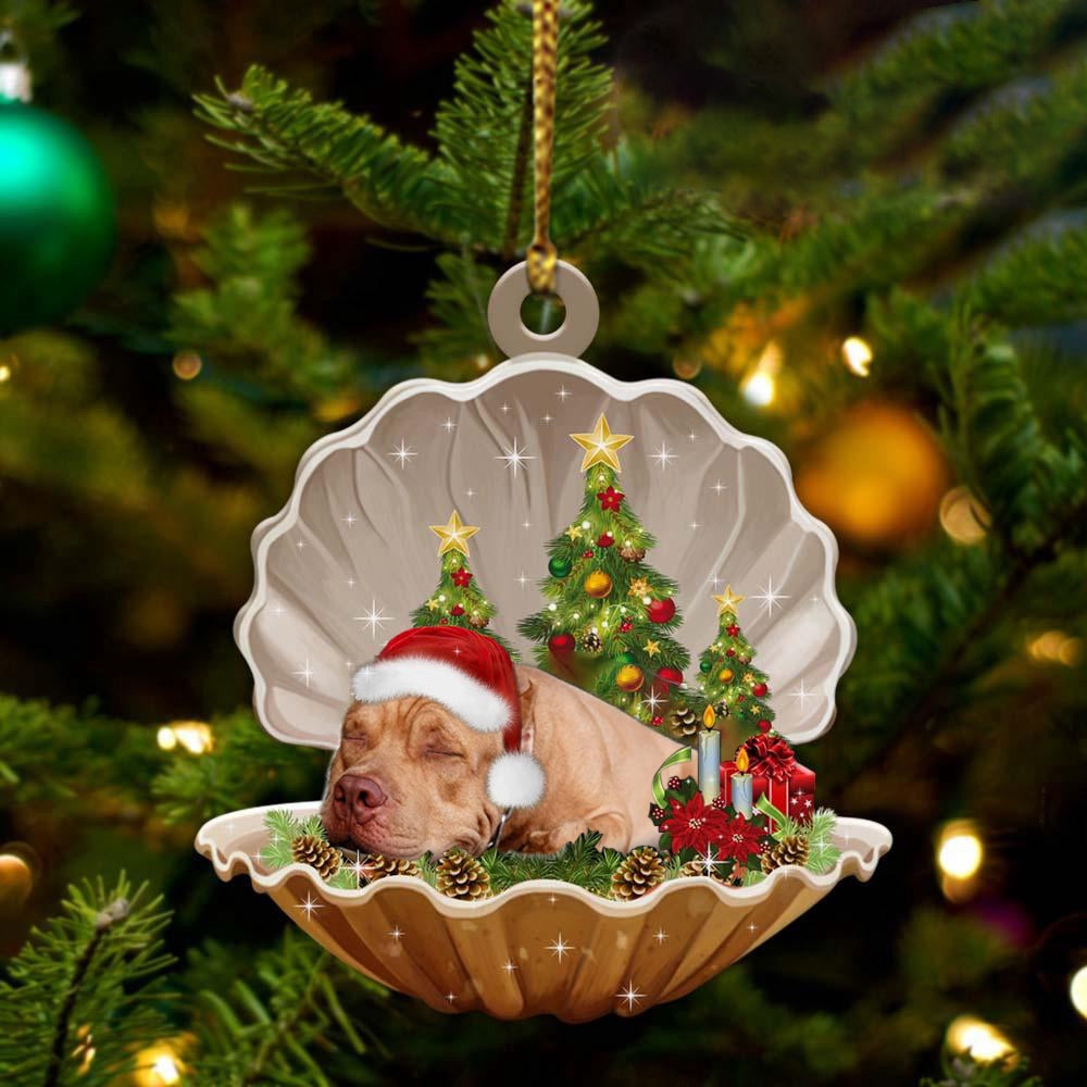 Pitbull, Sleeping Pearl in Christmas Two Sided Ornament, Ornament Gift Dog Lovers, Christmas Ornament