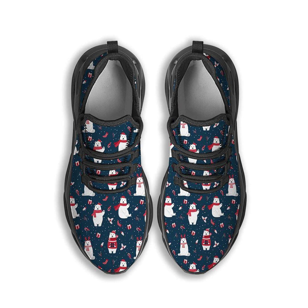 Polar Bear Christmas Print Pattern Black Max Soul Shoes, Christmas Sneakers, Christmas Shoes, Christmas Clunky Sneaker