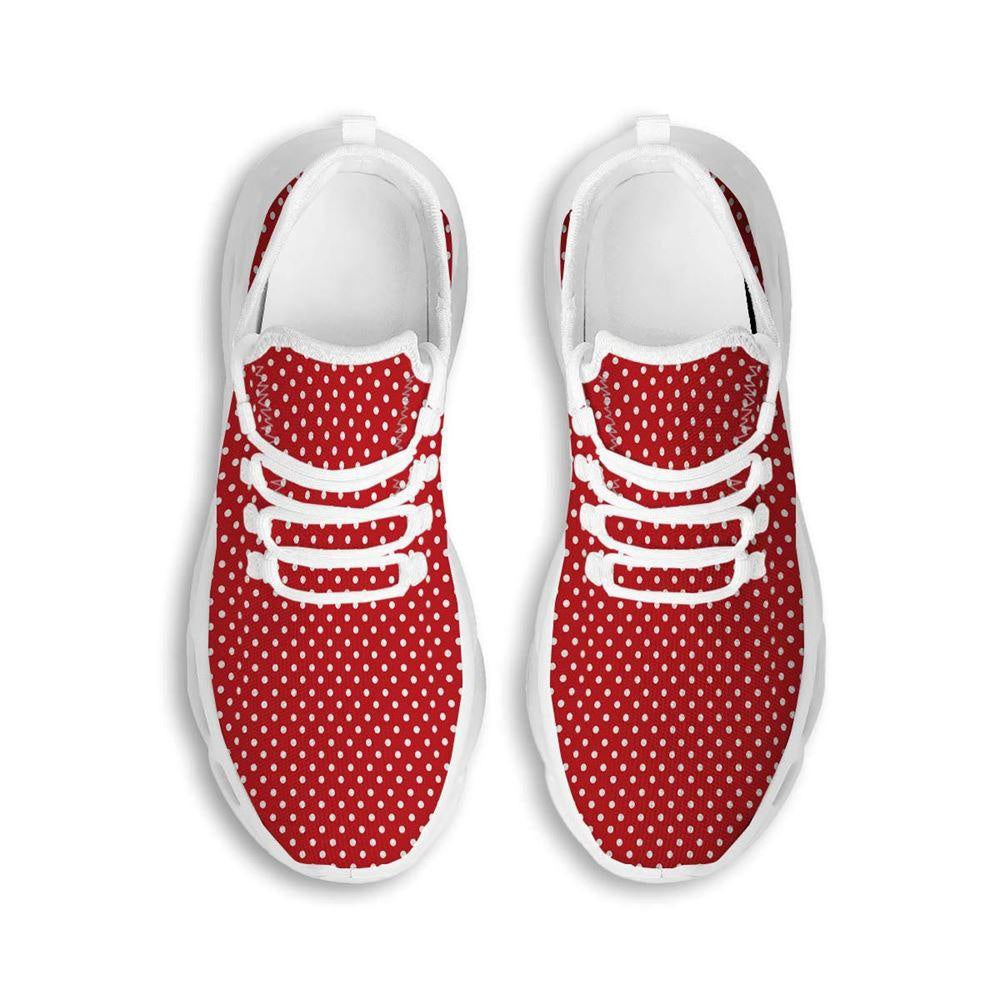 Polka Dot Christmas Print Pattern White Max Soul Shoes, Christmas Sneakers, Christmas Shoes, Christmas Clunky Sneaker
