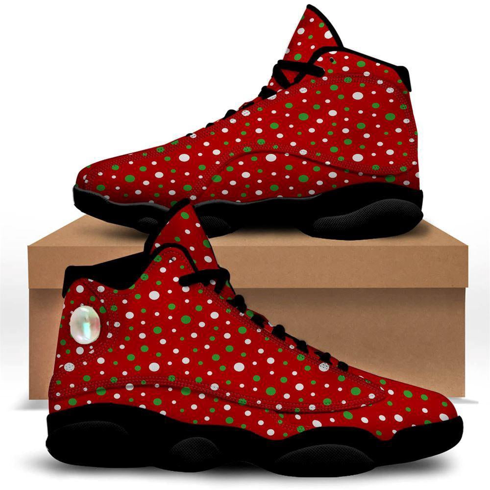 Polka Dot Christmas Style Print Pattern Basketball Shoes, Christmas Basketball Shoes, Christmas Shoes