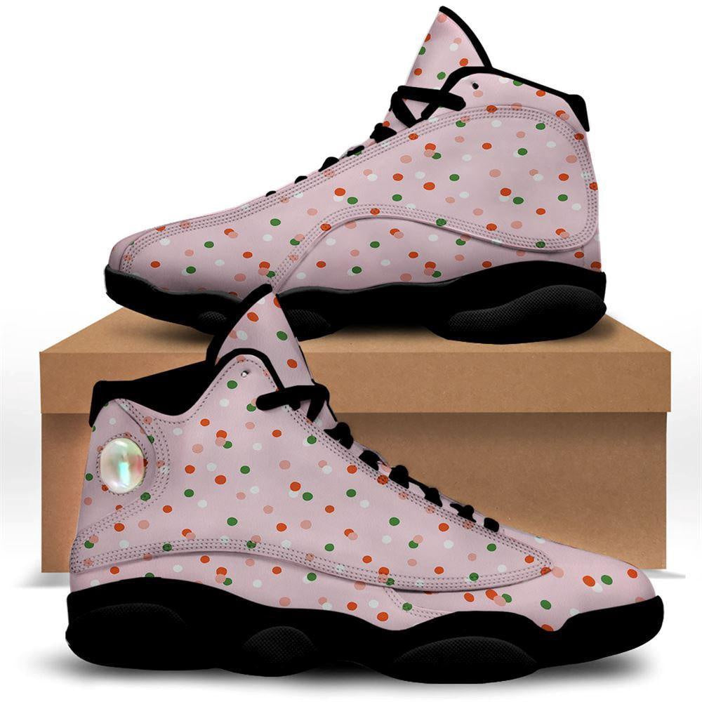 Polka Dot Merry Christmas Print Pattern Basketball Shoes, Christmas Basketball Shoes, Christmas Shoes