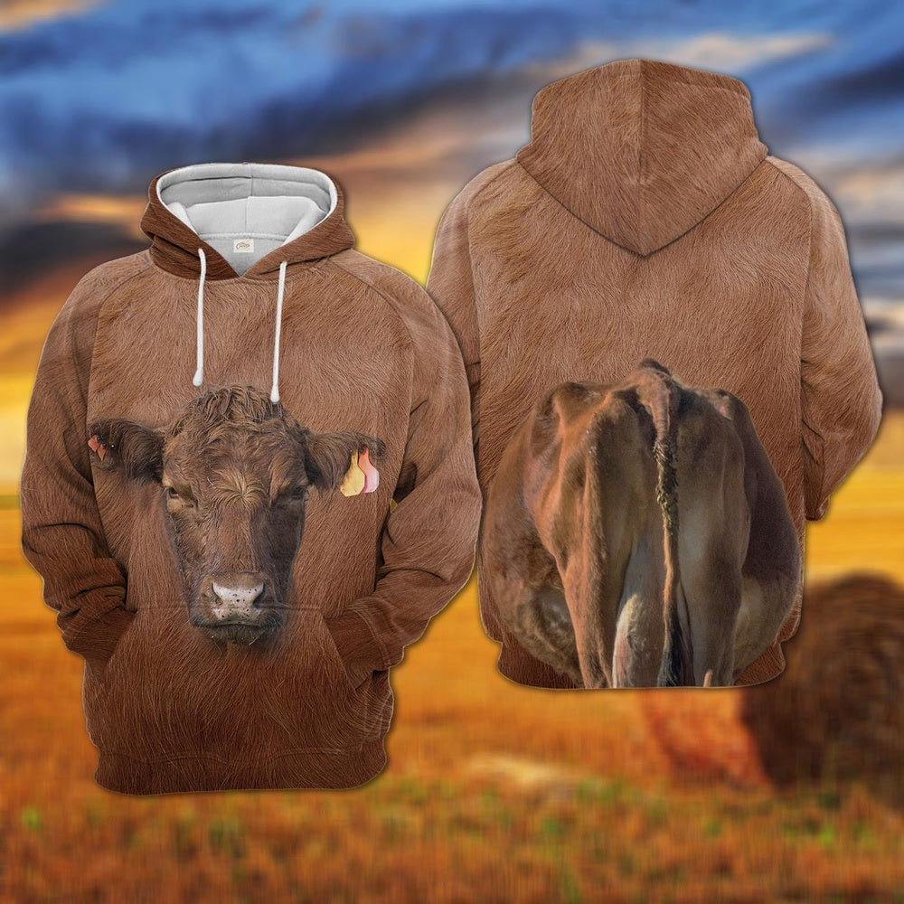 Red Angus All Over Printed Hoodie, Farmer Hoodie, Farm Themed Shirts, Farm Tee Shirts