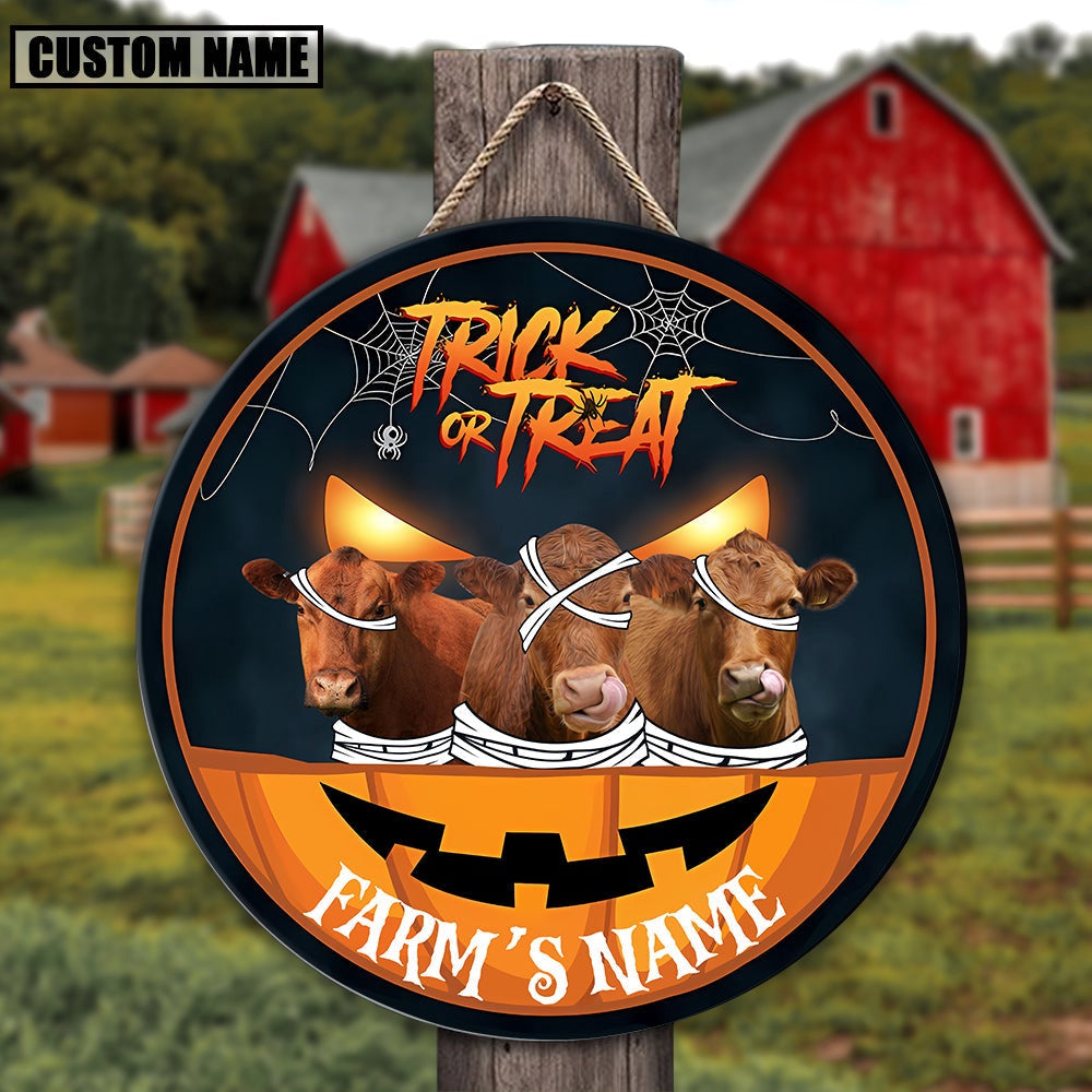 Red Angus Halloween Happiness Pattern Happy Halloween Wooden Sign, Farm Wood Sign, Farm House Wood Signs