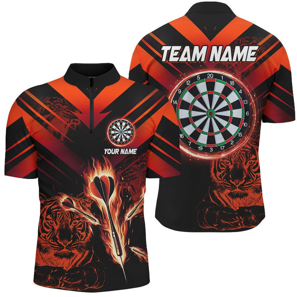 Red Arrow Fire Custom Tiger Darts Shirts For Men, Darts League Shirts Personalized Dart Jersey, Darts Team Jersey Shirt