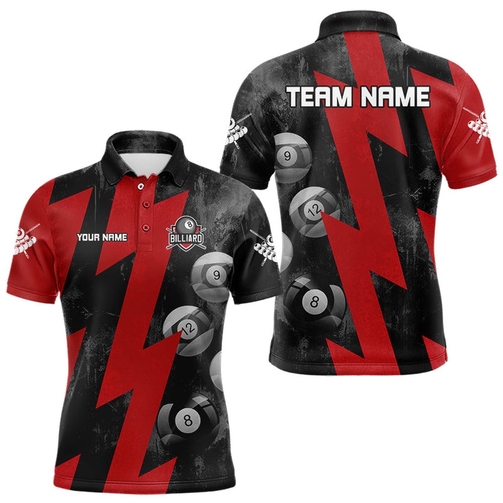 Red Billiard Thunder Polo & Shirts, Billiard Polo Best Billiard Team Shirts, Billiard Team Polo Shirts