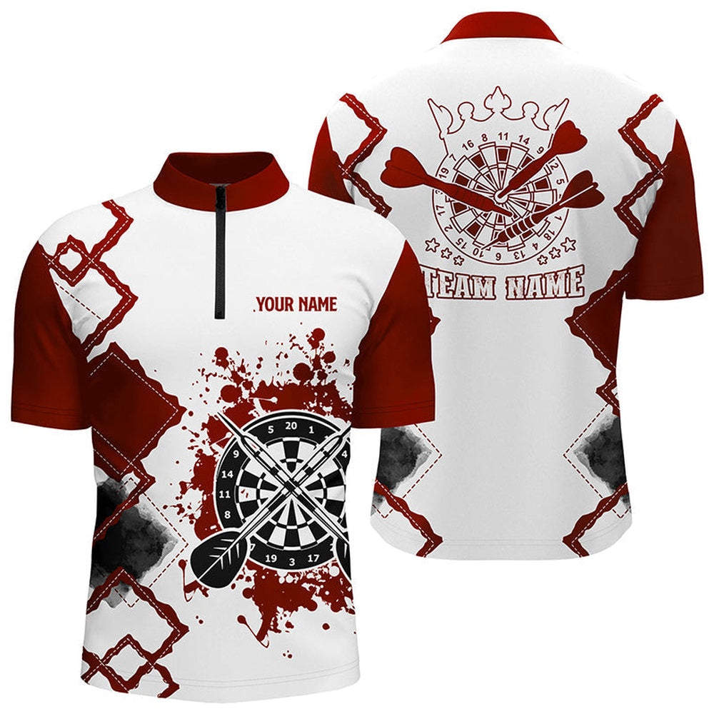 Red White Personalized Darts Jersey Shirt Custom Team Darts Jersey Shirt For Me, Darts Team Jersey Shirt
